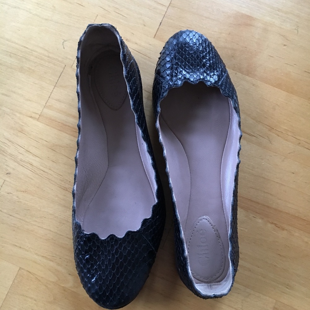 Rare Chloe Scalloped Alligator Flats